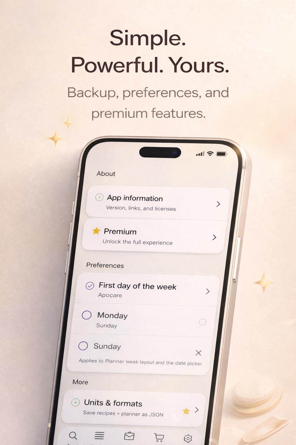 Premium and export screen
